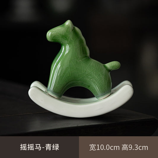 Ceramic Green Horse Tea Pet Decorative Figurine