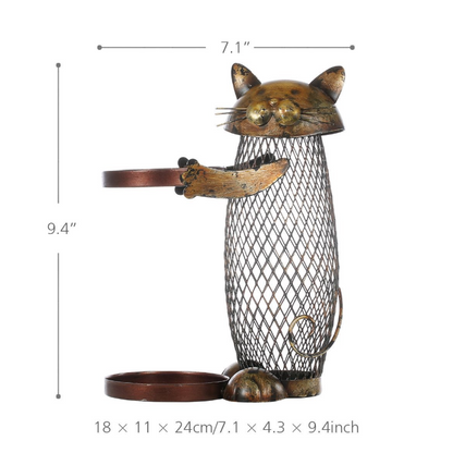 Creative Iron Wine Rack with Decorative Coin Jar