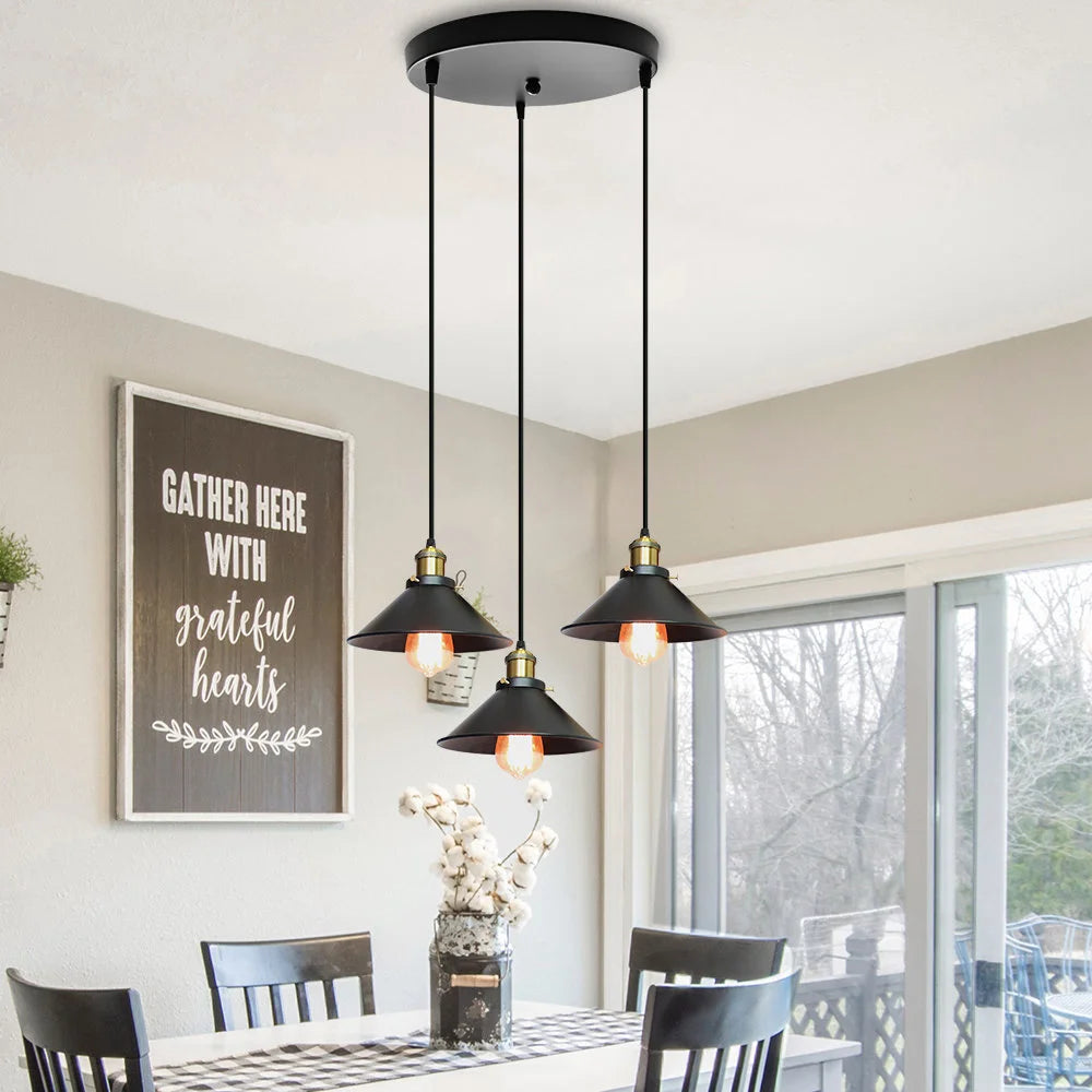 Vintage Loft Edison Pendant Light – Industrial Retro Chandelier for Living Room