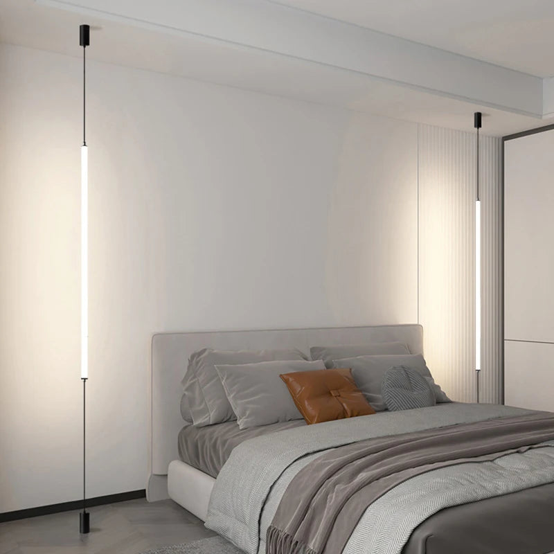 Italy Design Bedroom Bedside LED Floor Lamps Acrylic Sconces Long Line Light Modern Black Hotel Living Room LED Floor Light Home