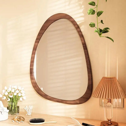 Asymmetrical Wooden Wall Mirror