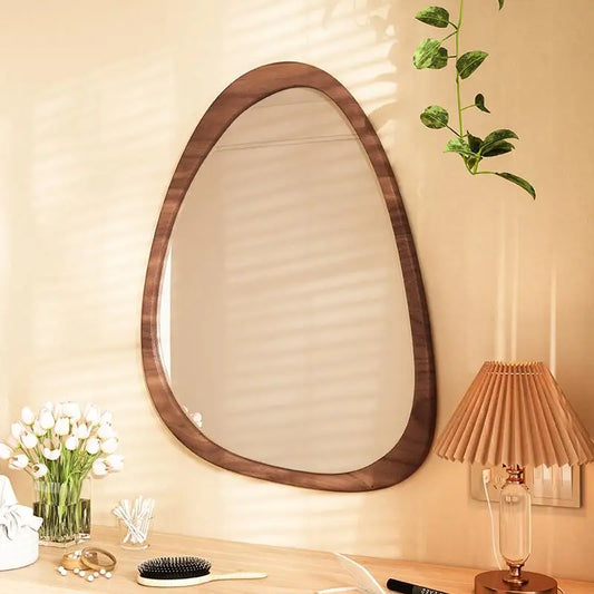 Asymmetrical Wooden Wall Mirror