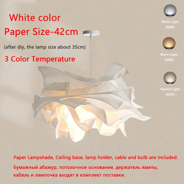 Minimalist Paper Pendant Chandelier – DIY LED Suspension Light for Bedroom & Living Room