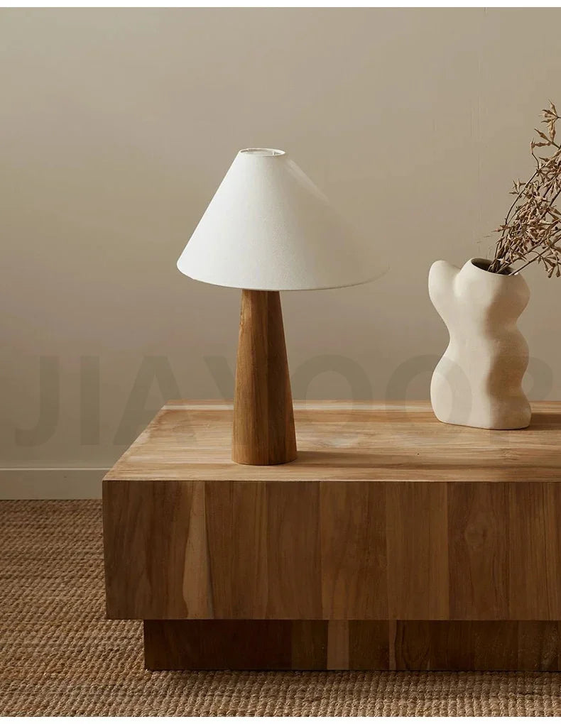 Conical Oak Floor Lamp Wabi Sabi Retro Floor Lamp Living Room Bedroom Study Solid Wood Desk Lamp Bedside Lamp Home Decoration