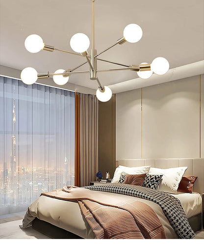 Multi-Head Chandelier – Modern Gold & Black LED Ceiling Light for Living & Dining Room