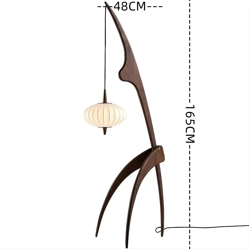 Japanese Modern Simple Walnut Solid Wood Floor Lamp Living Room Bedroom Bedside Creative Exhibition Hall Corner Standing Light