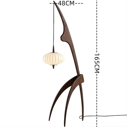 Japanese Modern Simple Walnut Solid Wood Floor Lamp Living Room Bedroom Bedside Creative Exhibition Hall Corner Standing Light