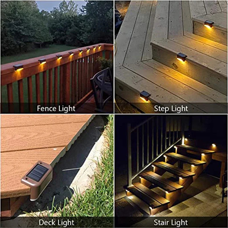 Solar LED Step & Fence Lights – Warm White Outdoor Stair Lighting
