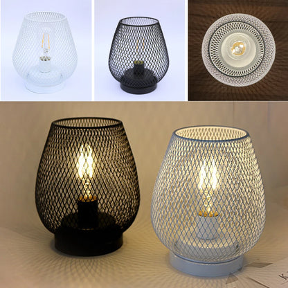 Industrial Birdcage Table Lamp – Retro Iron Geometric LED Night Light