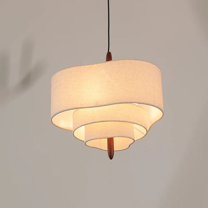 Nordic Wabi-Sabi Fabric Pendant Light – Minimalist Chandelier for Living & Dining Room
