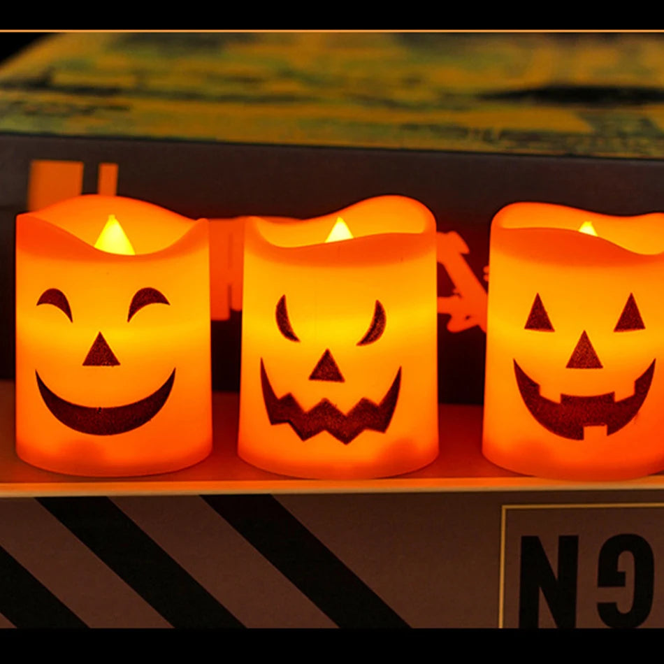 Pumpkin Lantern Candle Light Halloween Skull Ghost Face Lamp Kids Gift For Bedroom Garden Party Decoration Atmosphere Light