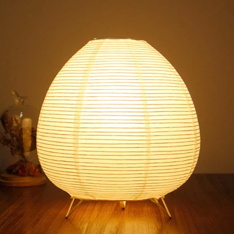 Rice Paper Table Lamp – Handmade Retro LED Art Design Light for Bedroom & Living Room