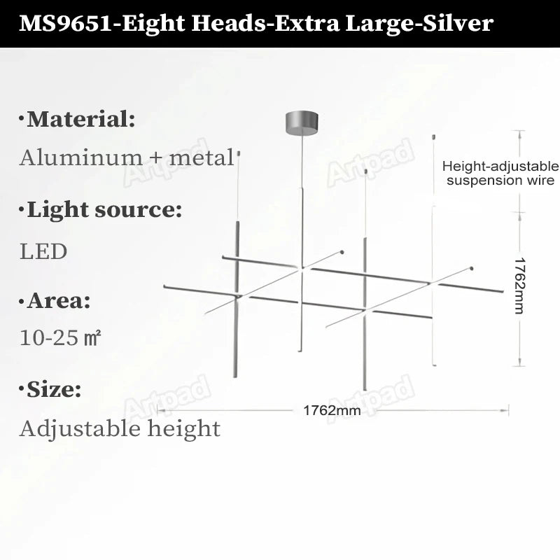 Italian Designer Tube Chandelier – Post-Modern LED Gold & Chrome Pendant Light