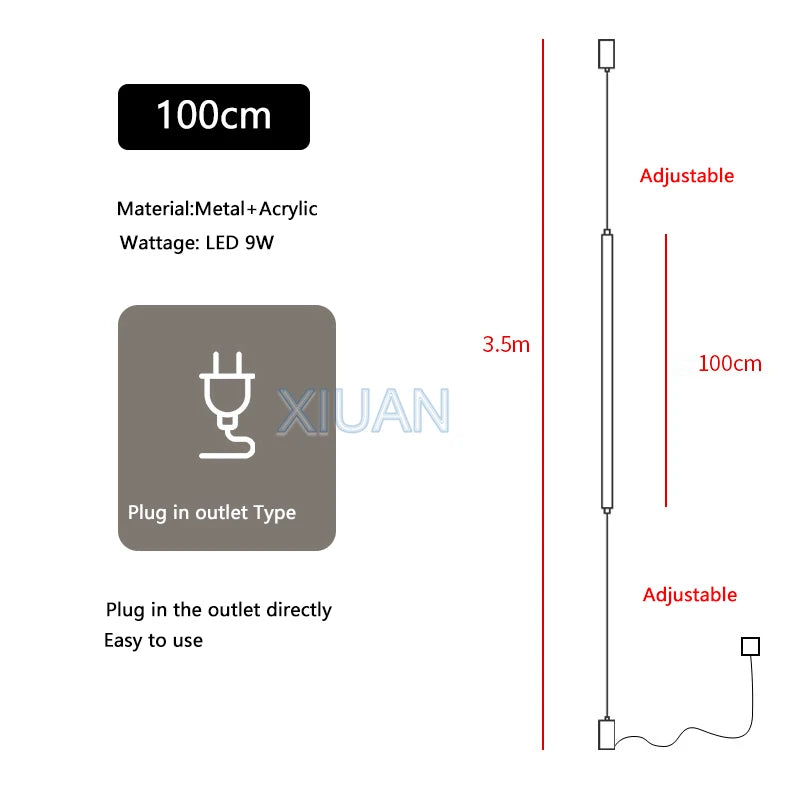 Italy Design Bedroom Bedside LED Floor Lamps Acrylic Sconces Long Line Light Modern Black Hotel Living Room LED Floor Light Home