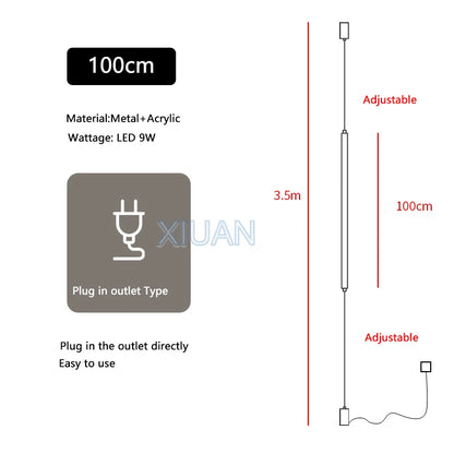 Italy Design Bedroom Bedside LED Floor Lamps Acrylic Sconces Long Line Light Modern Black Hotel Living Room LED Floor Light Home
