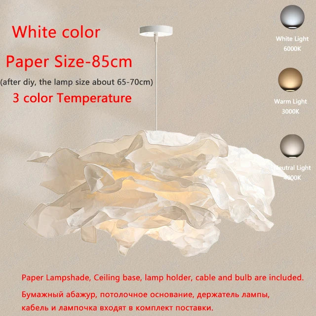 Minimalist Paper Pendant Chandelier – DIY LED Suspension Light for Bedroom & Living Room