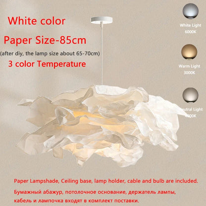 Minimalist Paper Pendant Chandelier – DIY LED Suspension Light for Bedroom & Living Room
