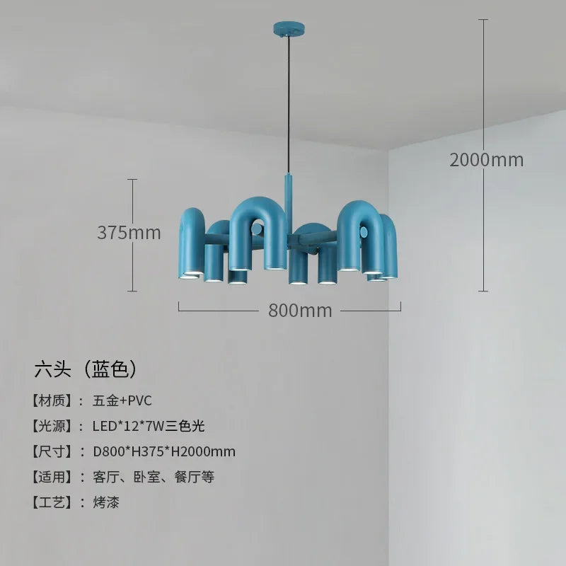 Nordic U-Shaped Art Chandelier – Designer LED Pendant Light for Living Room & Dining