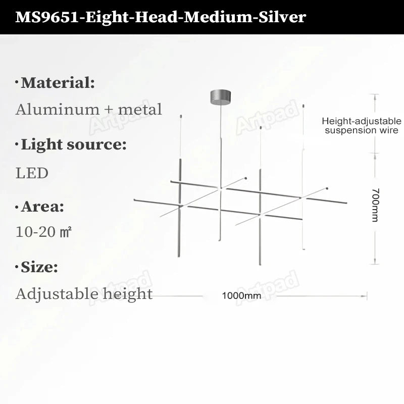 Italian Designer Tube Chandelier – Post-Modern LED Gold & Chrome Pendant Light