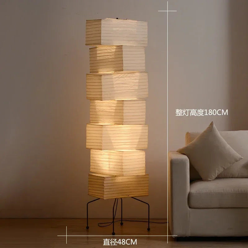 Akari-Style Rice Paper Floor Lamp – Japanese Designer Standing Light