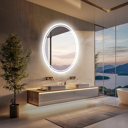 LED Bathroom Mirror Backlit Round Vanity Mirror with Lights Wall Mounted Anti-Fog Lighted Bathroom Mirror Dimmable Makeup Mirror