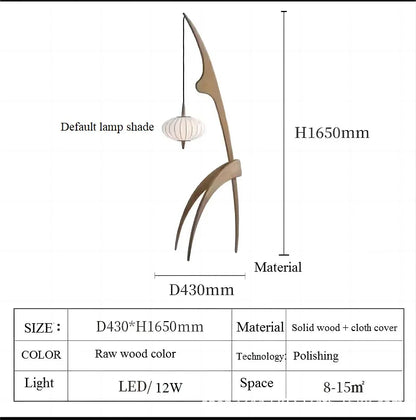 Japanese Modern Simple Walnut Solid Wood Floor Lamp Living Room Bedroom Bedside Creative Exhibition Hall Corner Standing Light