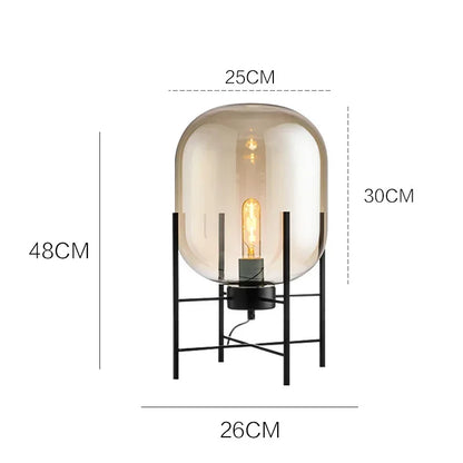 Postmodern Nordic Industrial Style Smoke Gray Glass Four-legged Floor Lamp Creative Personality Living Room Bedroom Table Lamps