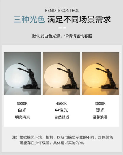 Nordic Art Floor Lamp Abstract Humanoid Holding Ball Vertical Light for Living Room Bedroom Creative Sculpture Decor Desk Lamps