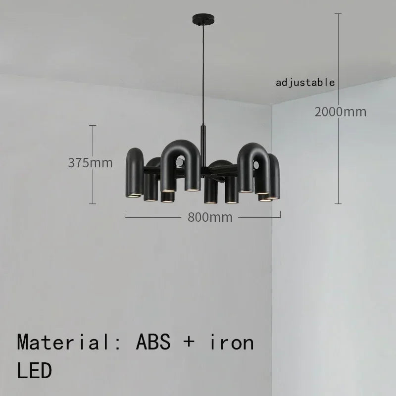 Nordic U-Shaped Art Chandelier – Designer LED Pendant Light for Living Room & Dining