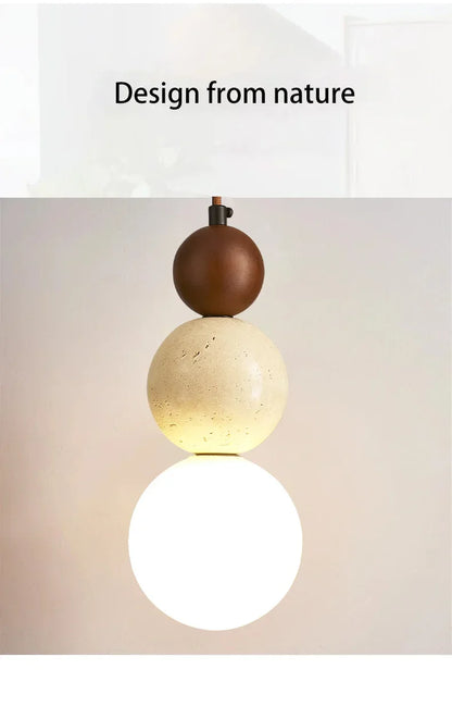 Bauhaus Cream Stone Pendant Lamp – Designer LED Chandelier for Bedroom & Dining