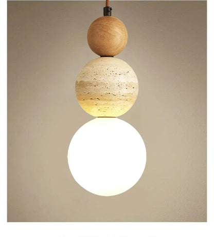 Bauhaus Cream Stone Pendant Lamp – Designer LED Chandelier for Bedroom & Dining