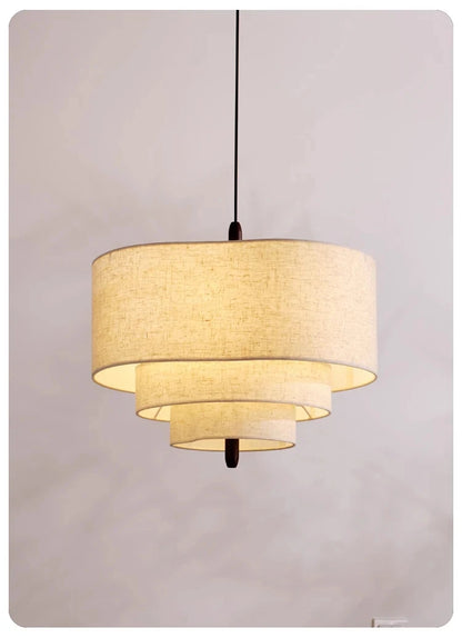 Nordic Wabi-Sabi Fabric Pendant Light – Minimalist Chandelier for Living & Dining Room
