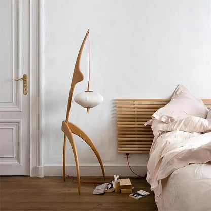 Japanese Modern Simple Walnut Solid Wood Floor Lamp Living Room Bedroom Bedside Creative Exhibition Hall Corner Standing Light
