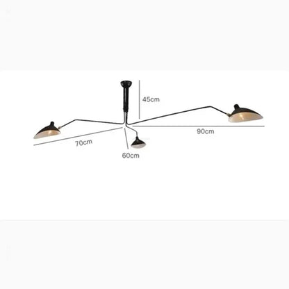Serge Mouille 3-arm Floor lamp Designer Tripod LED Lamp Adjustable Spider Standing Lamp Loft master bedroom decor reading light