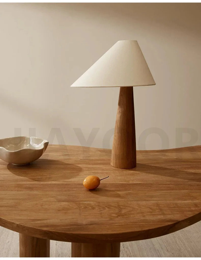 Conical Oak Floor Lamp Wabi Sabi Retro Floor Lamp Living Room Bedroom Study Solid Wood Desk Lamp Bedside Lamp Home Decoration