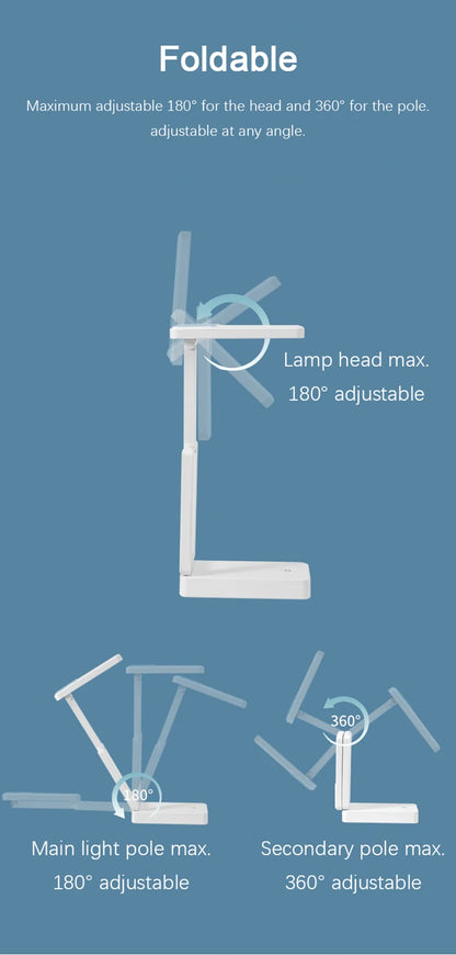 Folding LED Desk Lamp Rechargeable Battery Specific Eye Protector Dormitory Portable Large Table Lamp CapacityLed Night Lights