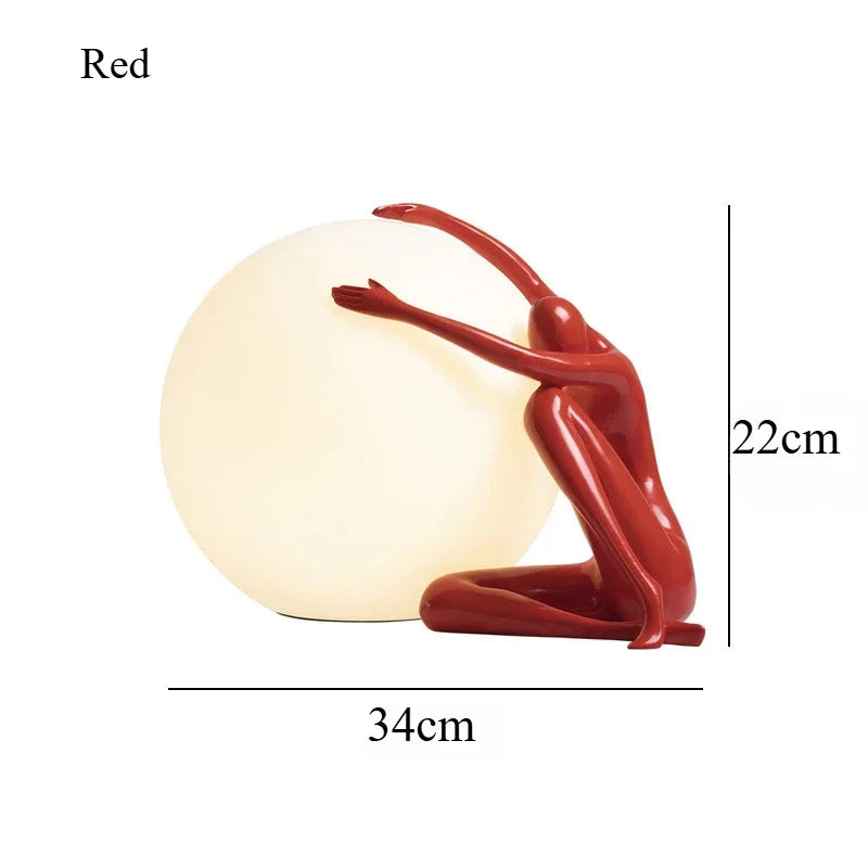 Nordic Art Floor Lamp Abstract Humanoid Holding Ball Vertical Light for Living Room Bedroom Creative Sculpture Decor Desk Lamps
