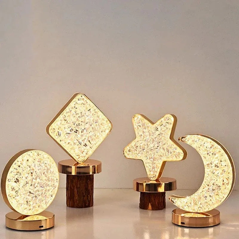 Touch Control 3D Crystal Track Night Light Girls Room Home Decor Aesthetics USB Bedside LED Ambient Table 3D Moon Lamp