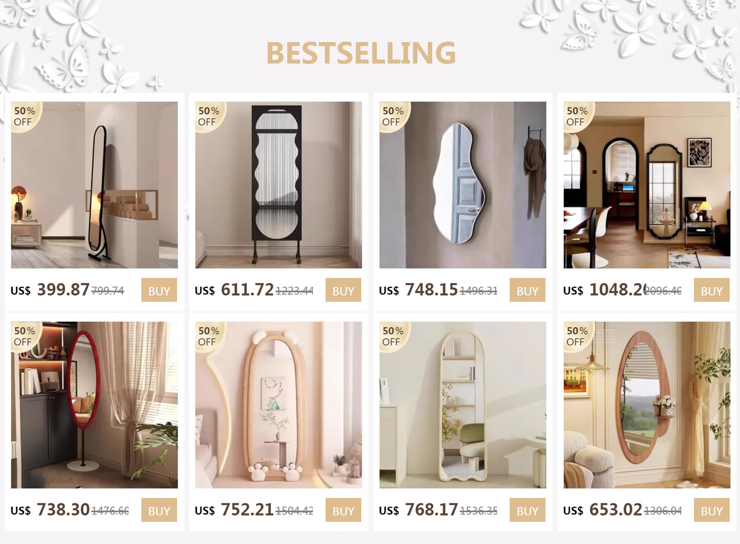 Asymmetrical Wooden Wall Mirror