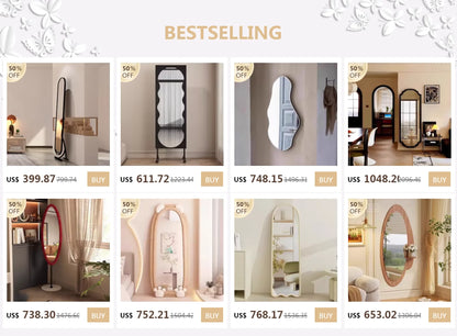 Asymmetrical Wooden Wall Mirror