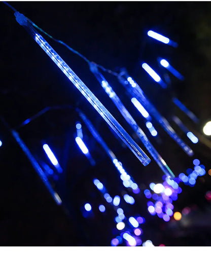 Solar Meteor Shower Lights Outdoor Meteor Lights 10Tubes Waterproof LED Falling Raindrop Christmas Halloween Fairy String Lights