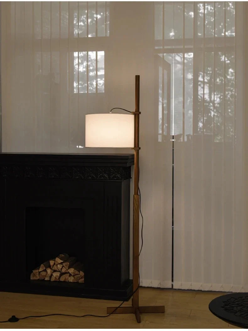 Japanese floor lamp Designer fabric Liftable adjustable floor lamp Retro wooden floor lamps Living Room Salon reading floor lamp