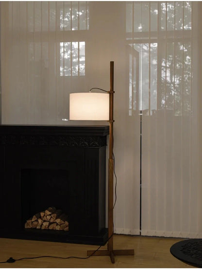 Japanese floor lamp Designer fabric Liftable adjustable floor lamp Retro wooden floor lamps Living Room Salon reading floor lamp