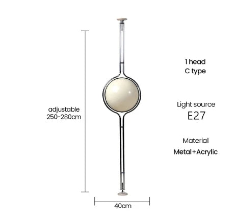 Italy Designer Led Floor Lamp White Ball 2.8 Stand Light for Living Room Hotel Led Chrome Metal Sofa Side Lounge Decoration Lamp