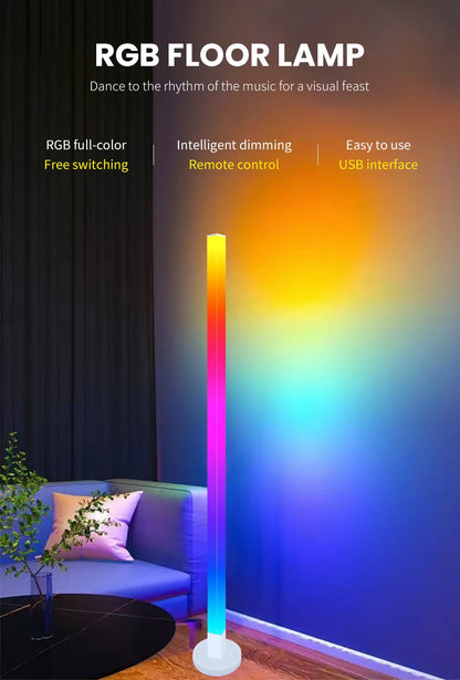 Smart RGB LED Floor Lamp Remote/Switch/APP Control USB Music Sync Corner Modern Mood Standing Light For Living Room Gaming Party