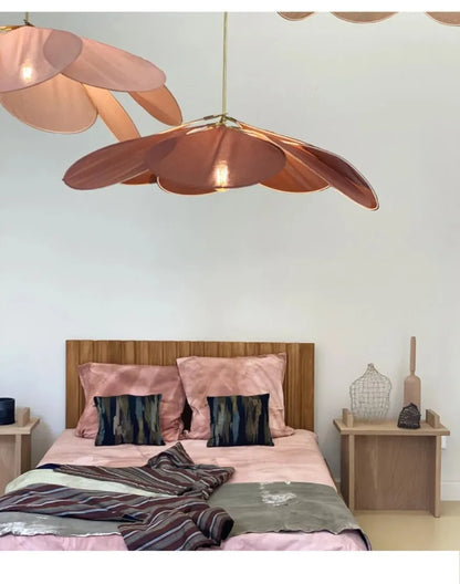 Colorful Petal Pendant Light – Fabric Flower Chandelier for Living Room & Bedroom