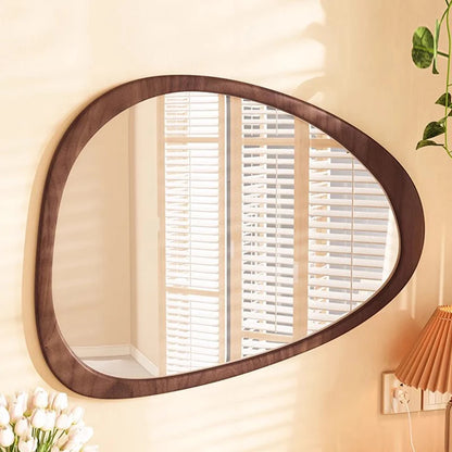 Asymmetrical Wooden Wall Mirror