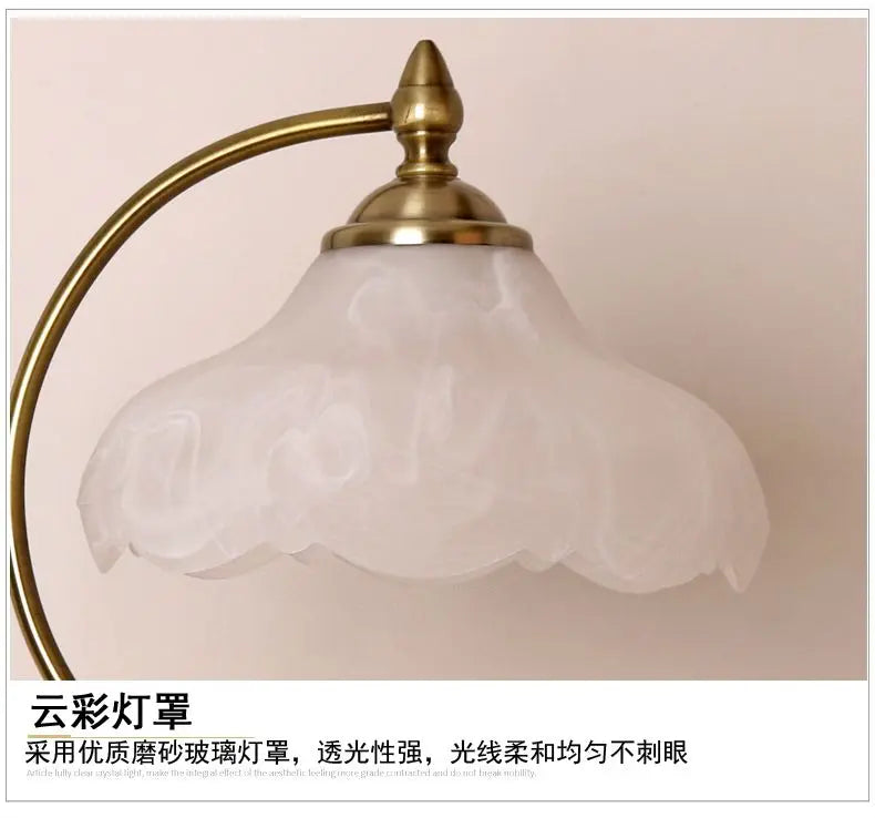 Pastoral Flower Table Lamp – Vintage Antique Metal Desk Light for Bedroom & Study