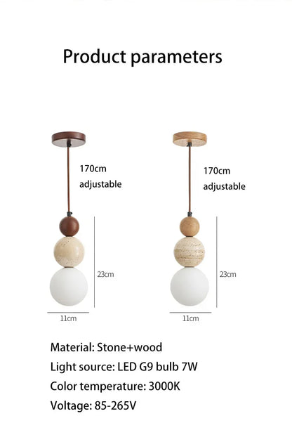 Bauhaus Cream Stone Pendant Lamp – Designer LED Chandelier for Bedroom & Dining