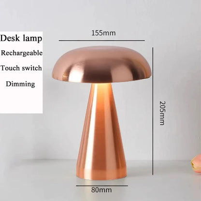 Retro Mushroom LED Table Lamp – Rechargeable Touch Bedside Light